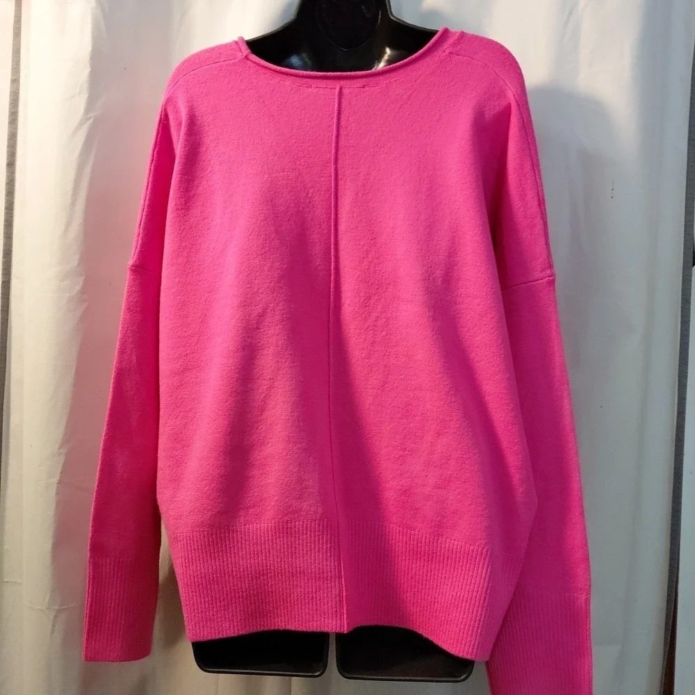 Bright Pink Cozy‎ Boxy Oversized Pullover Sweater Valentine's Women's Size XL - Picture 2 of 9